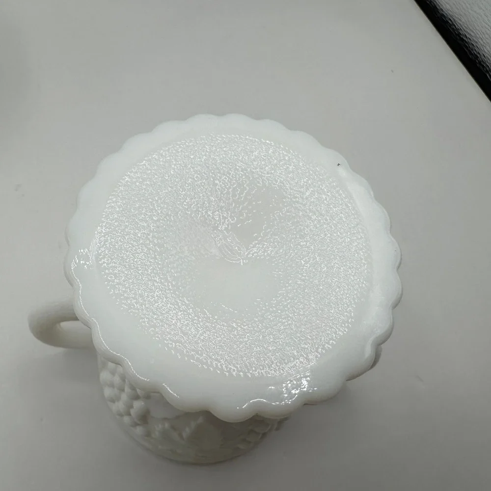 Imperial Glass Cream and Sugar Set White Milk Glass Vintage Grape Pattern Footed